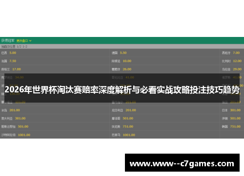 2026年世界杯淘汰赛赔率深度解析与必看实战攻略投注技巧趋势 2026年世界杯淘汰赛赔率深度解析与必看实战攻略投注技巧趋势